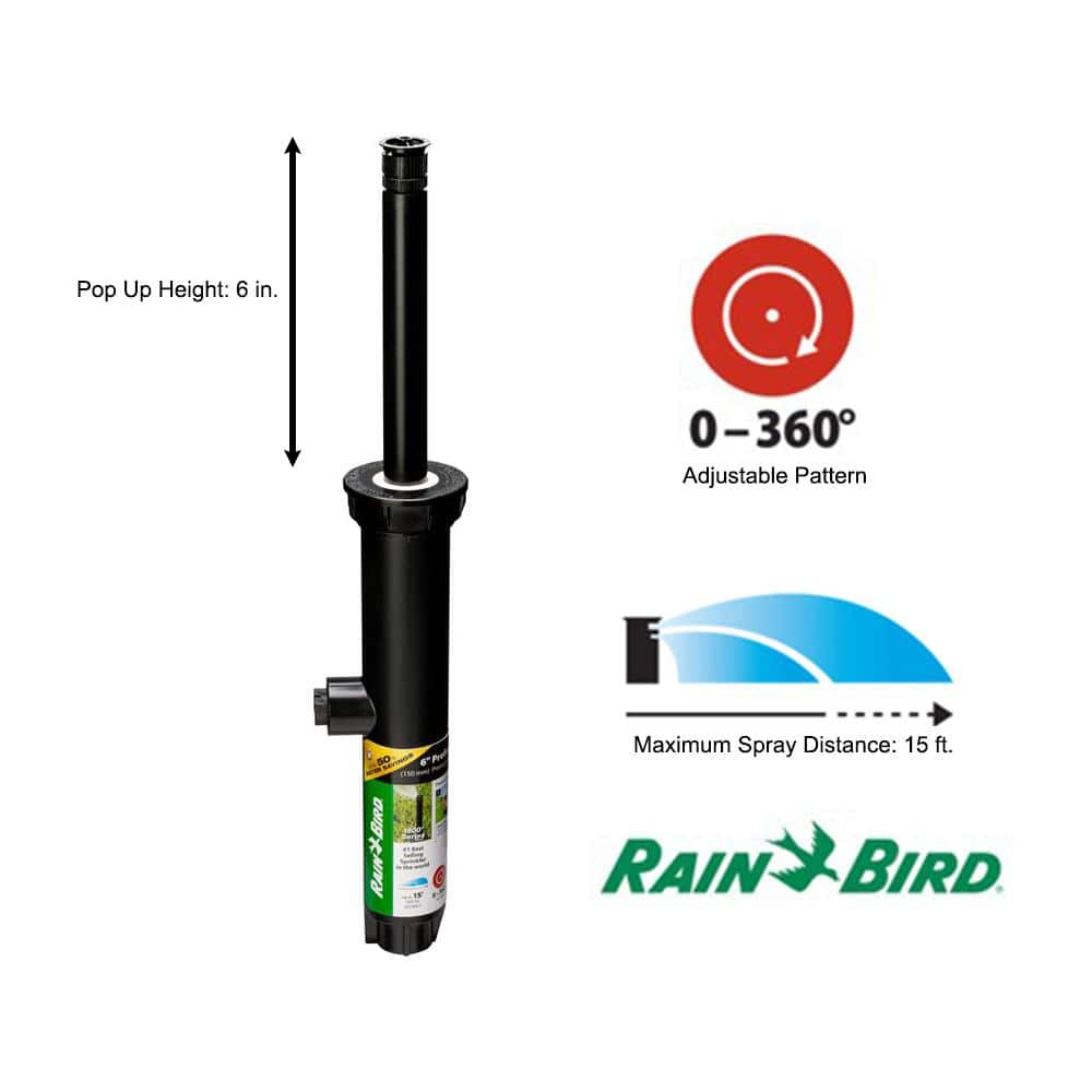 1800 Series 6 in. Pop-Up PRS Sprinkler, 0-360° Pattern, Adjustable 8-15 ft. - Hercitys