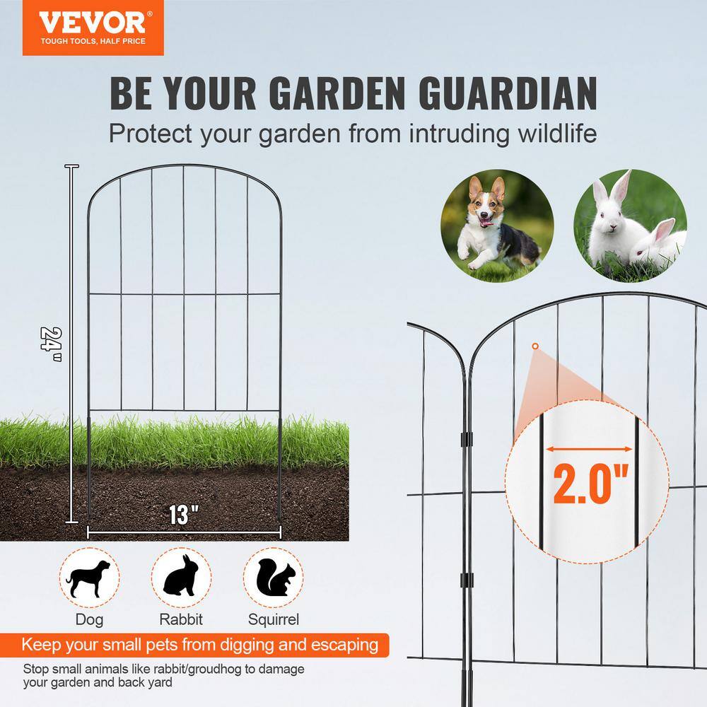 24 in. H x 13 in. L Garden Fence No Dig Fenc Animal Barrier Fence with 2 in. Spike Spacing Steel (28-Pack) - Hercitys