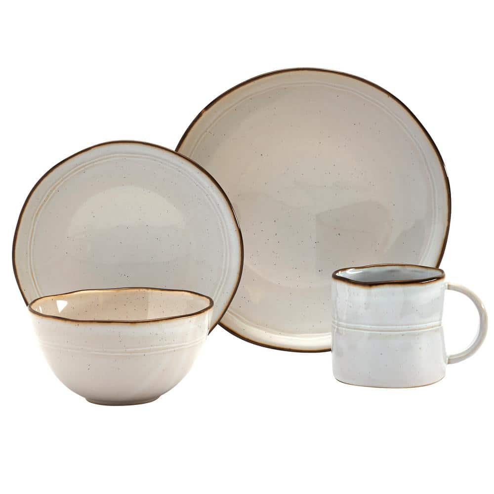 16-Piece Geneva Ivory Stoneware Dinnerware Set (Service for 4) - Hercitys