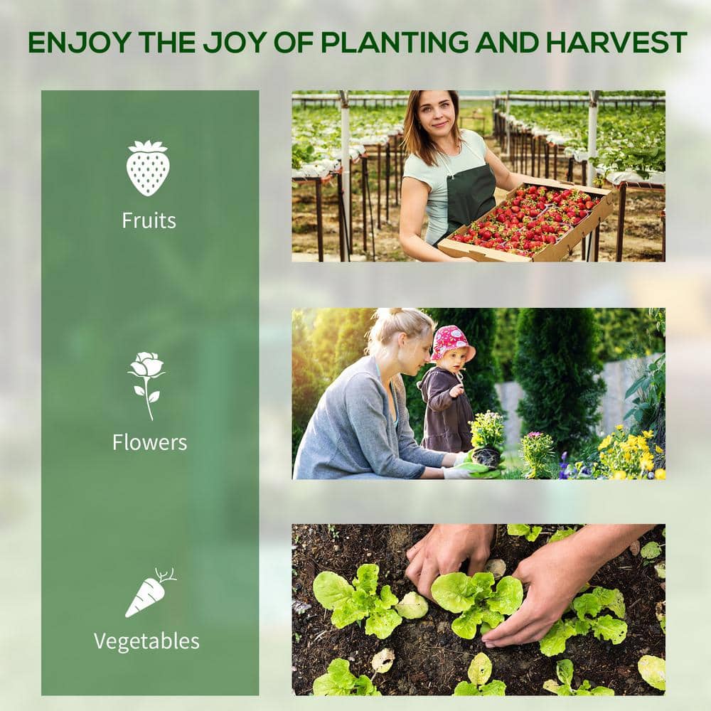 49.25 in. L x 37.5 in.  W x 36.25 in. H PE, Steel Green and Silver Mini Greenhouse with Planter Box - Hercitys