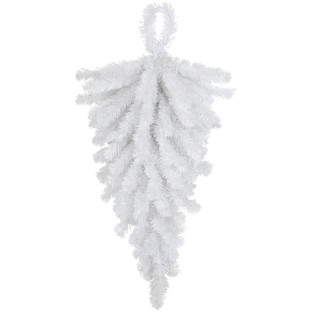 30 in. Snow White Pine Artificial Christmas Swag Teardrop Unlit - Hercitys
