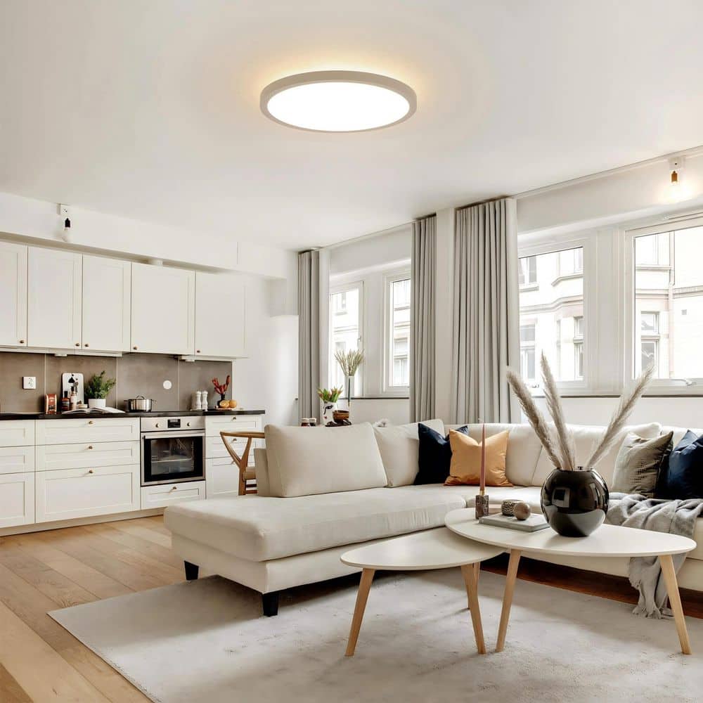 12 in. 20-Watt Modern White LED Integrated Flush Mount with White Acrylic Shade - Hercitys