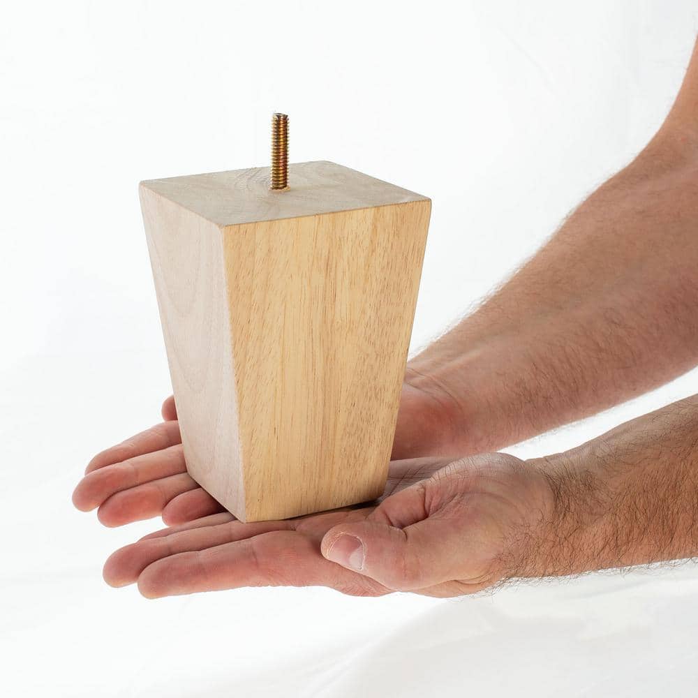 5 in. x 3-3/4 in. Unfinished Solid Hardwood Square Bun Foot - Hercitys