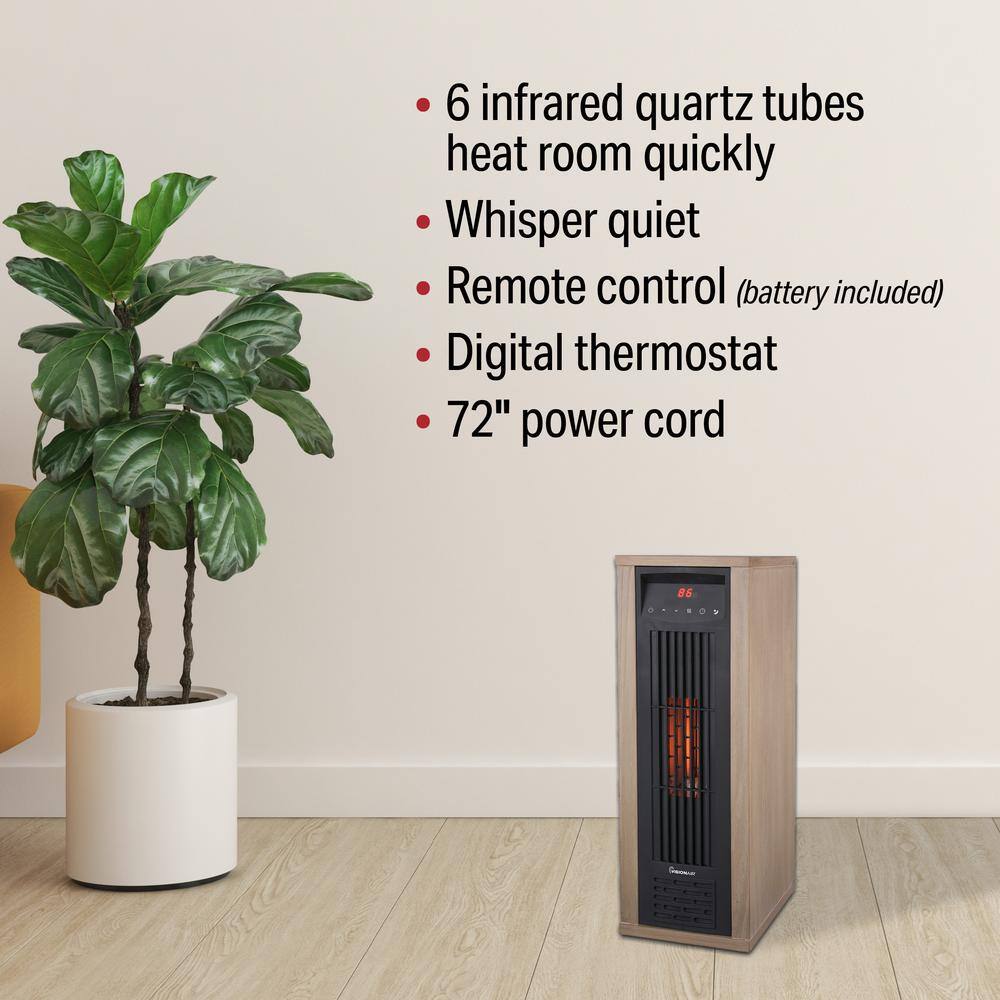 24″ 1000/1500W Digital 6 Tube Infrared Heater with Remote - Hercitys