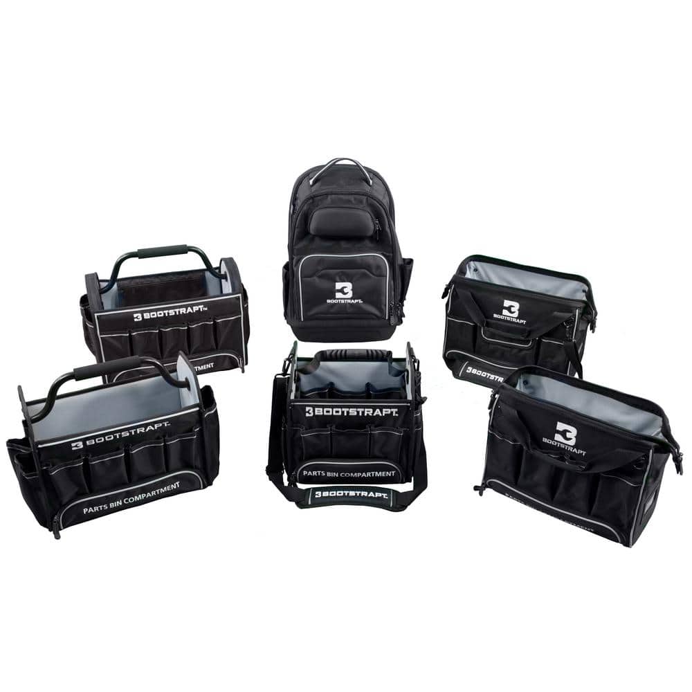 16 in. Large Mouth Tool Bag with Integrated Parts Bin Compartment - Hercitys