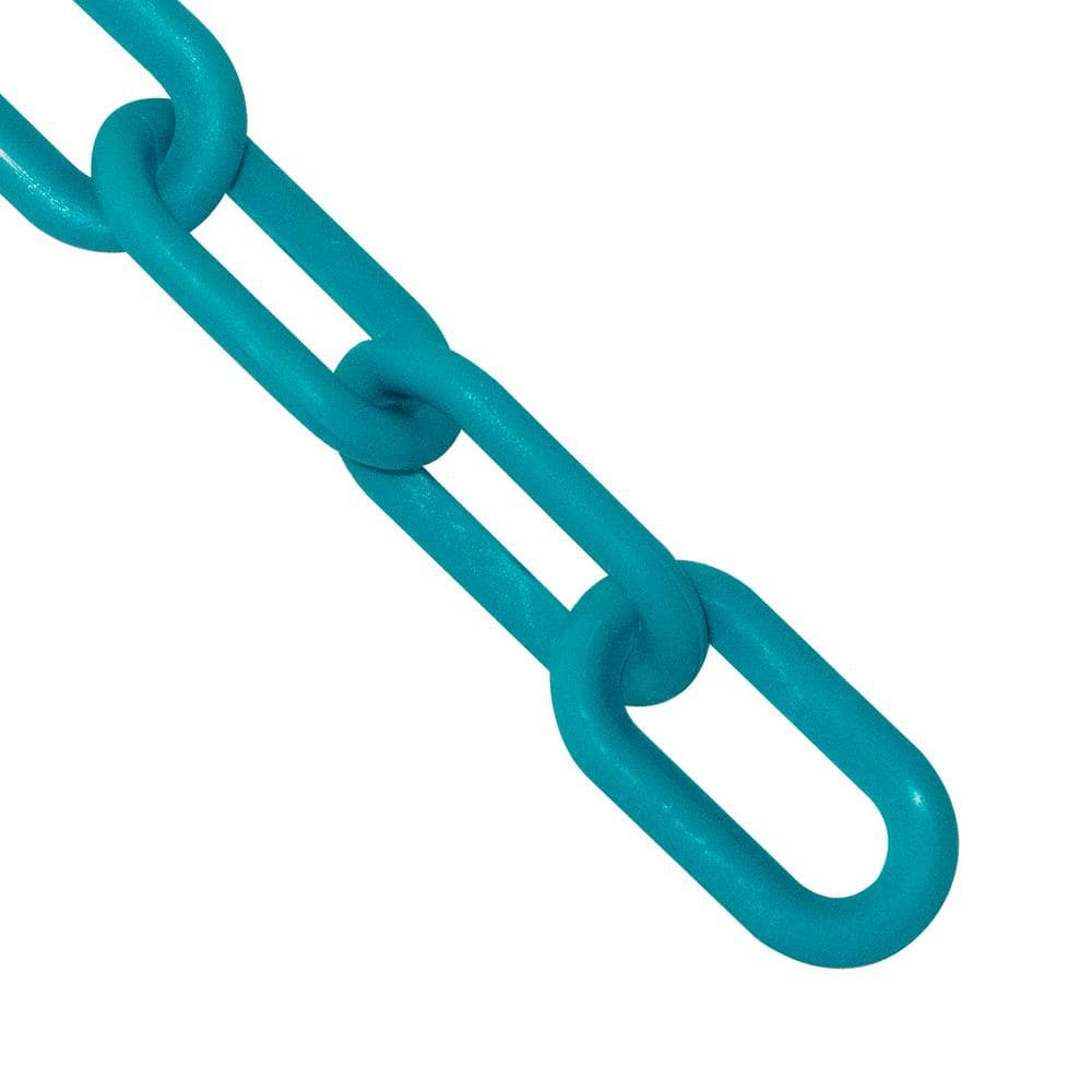 1 in. (#4,25 mm) x 25 ft. Turquoise Plastic Barrier Chain - Hercitys