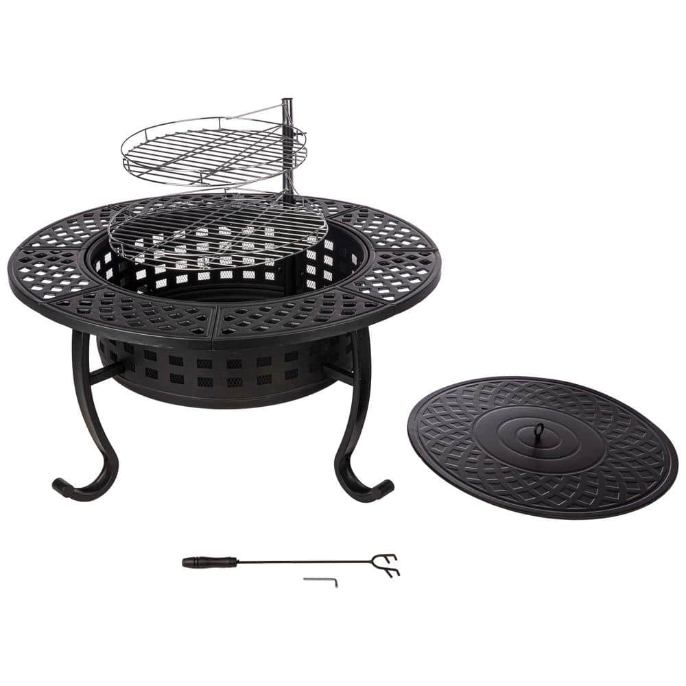 37 in. Outdoor Fire Pit with 2 Grills - Hercitys
