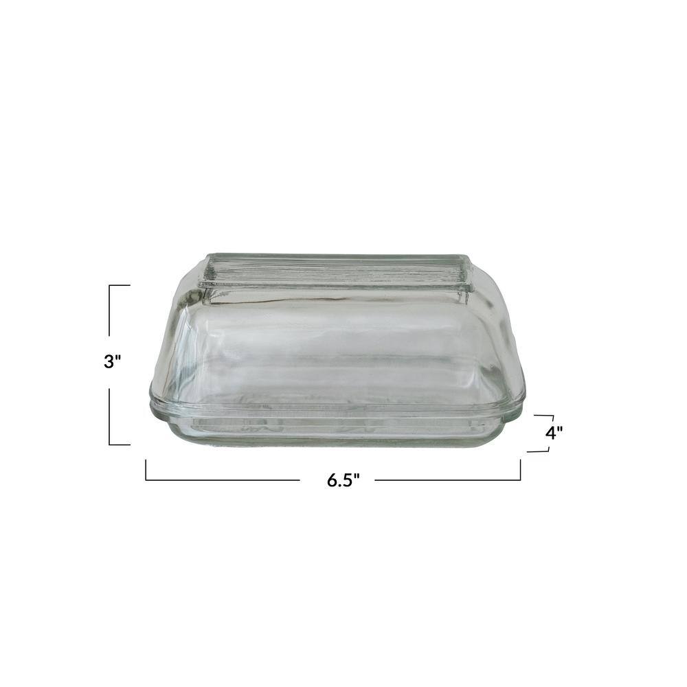 4 oz. Clear Embossed Glass Butter Dish (Set of 1) - Hercitys