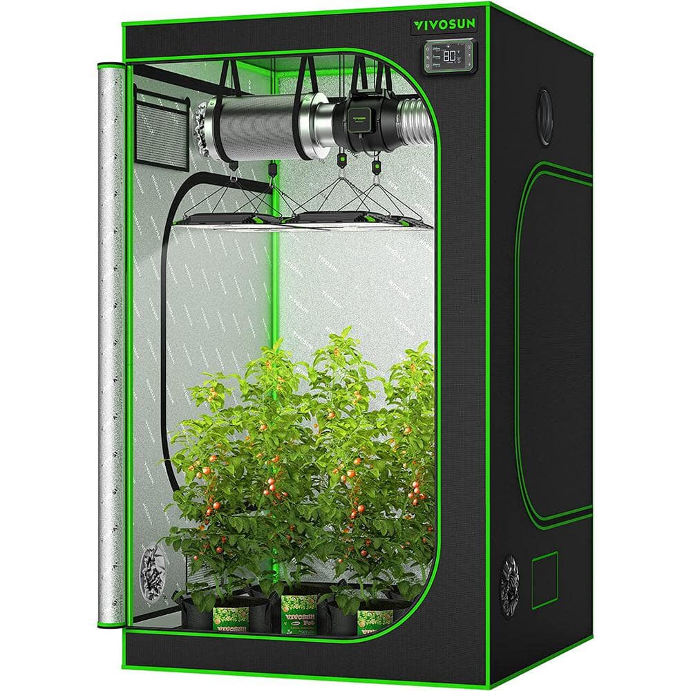 4 ft. x 4 ft. Mylar Hydroponic Grow Tent with Observation Window and Floor Tray - Hercitys