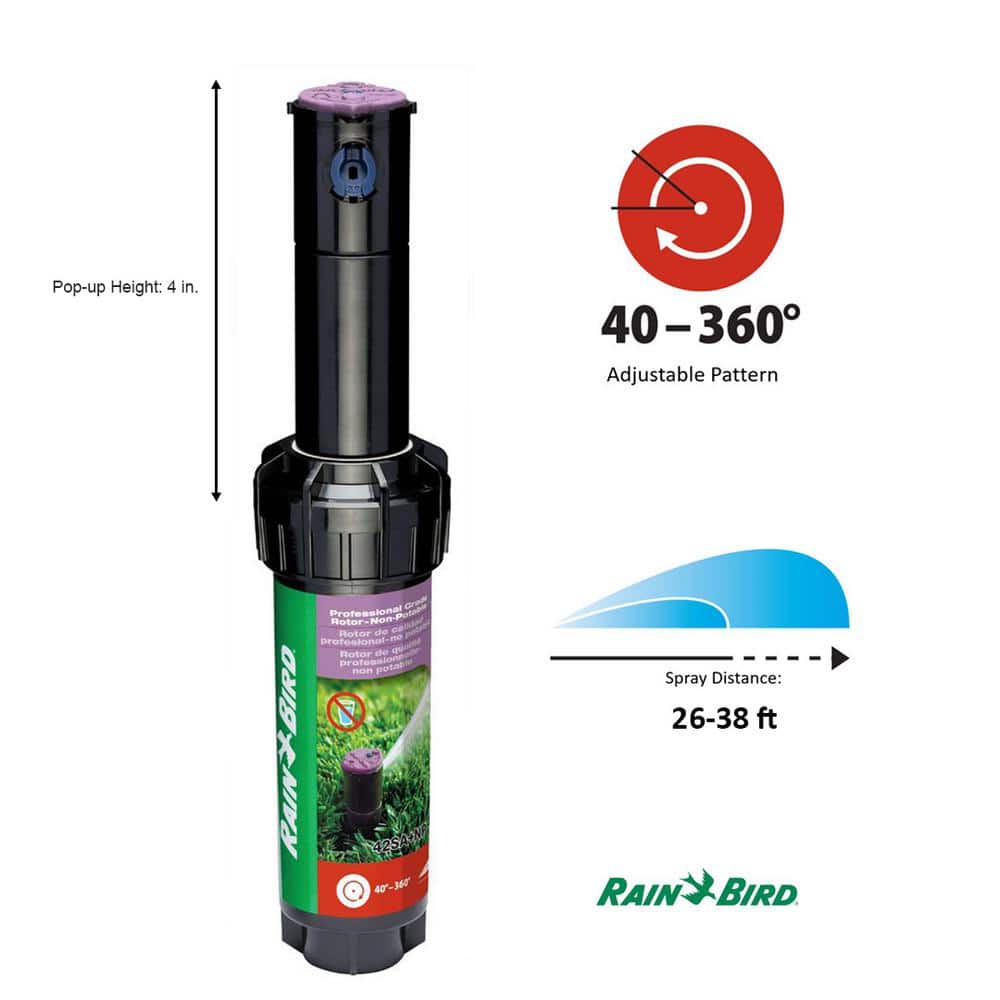5000 Series 4 in. Pop-Up Gear-Drive Rotor Non-potable Sprinkler with Purple Cap, 40-360 Degree Pattern, Adj. 26-38 ft. - Hercitys