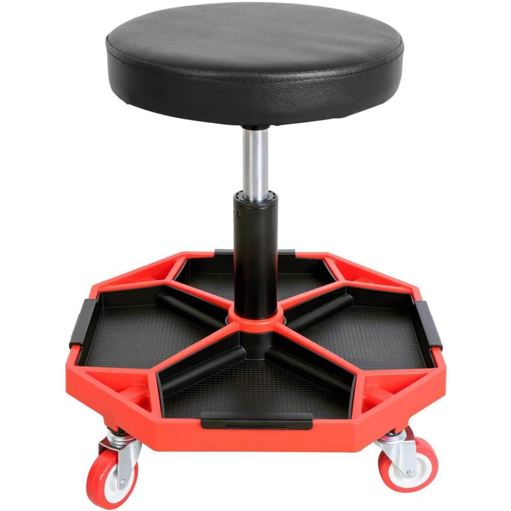300 lbs. Rolling Mechanic Shop Seat Stool with Detachable Tool Trays - Hercitys