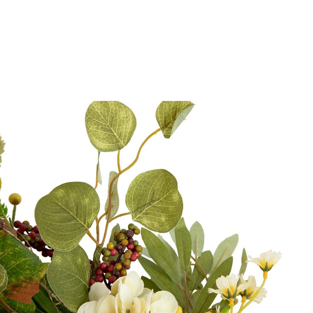 24 in. Unlit Pumpkins and Berries Artificial Fall Harvest Twig Wreath - Hercitys