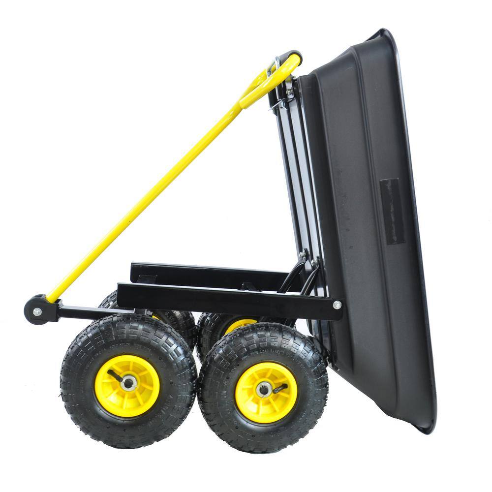 2.5 cu.ft. Metal Garden Cart with Steel Frame and Pneumatic Tire, Black - Hercitys