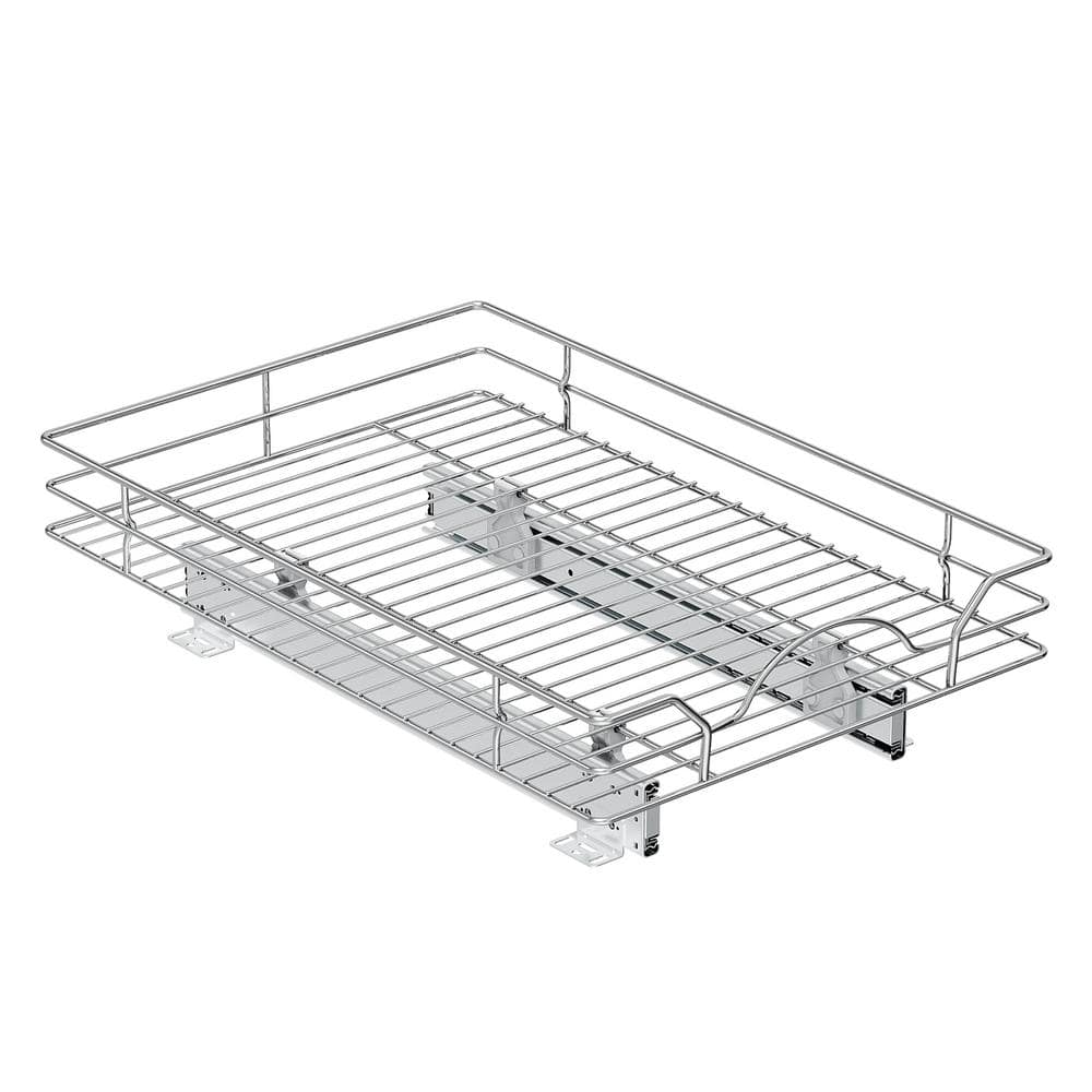 21 in. D x 4.6 in. H x 17 in. W Silver Metal Pull-Out Organizer - Hercitys