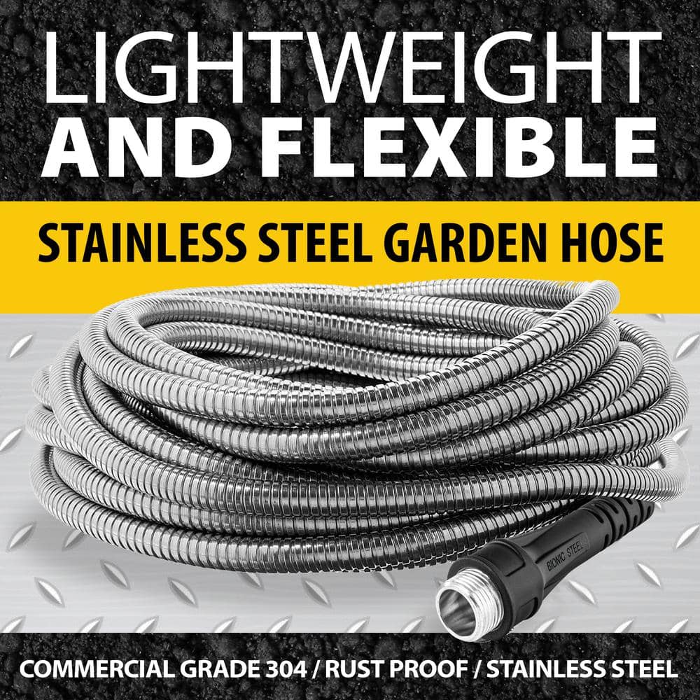 5/8 in. Dia. x 100 ft. Heavy-Duty Stainless Steel Garden Hose - Hercitys