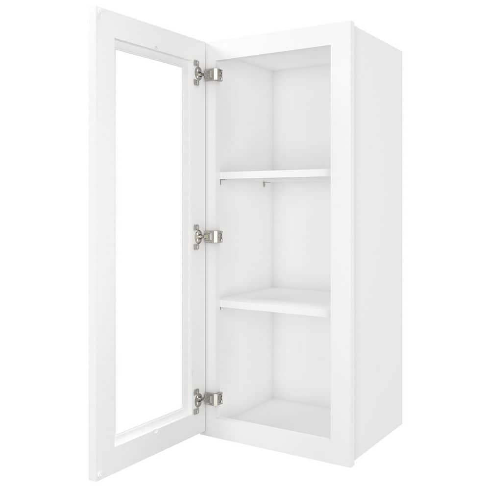 15 in. W X 12 in. D X 36 in. H in Shaker White Plywood Ready to Assemble Wall Kitchen Cabinet with 1-Door 3-Shelves - Hercitys