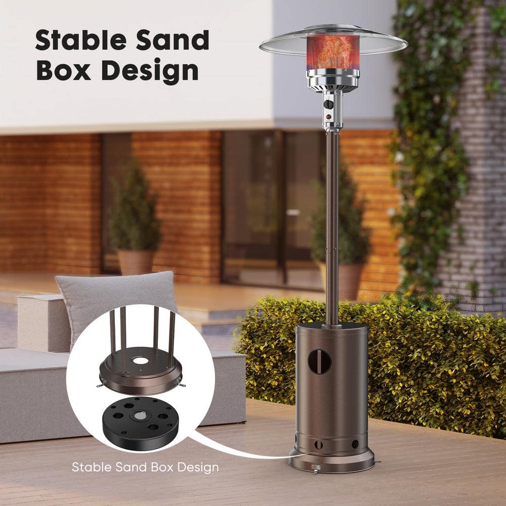 48,000 BTU Propane Patio Heater with Tabletop, Double-Layer Stainless Steel Burner and Safety Protection System - Hercitys
