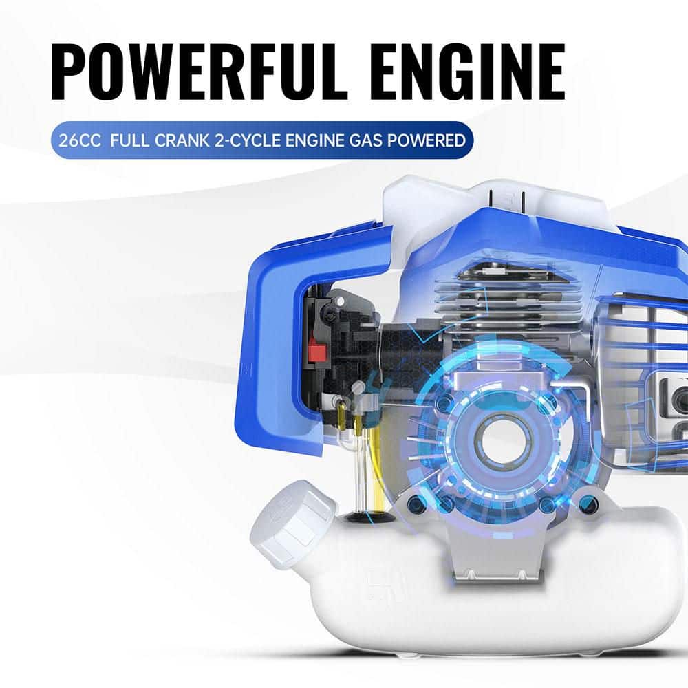 26cc Weed Wacker Gas 3 in. 1 String Trimmer/Edger 17 in. with 10 in. Brush Cutter, Rubber Handle and Shoulder Strap - Hercitys