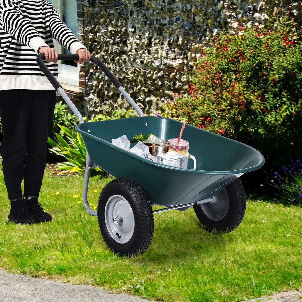 5 cu. ft. Plastic Garden Dolly Post Hole Digger Utility Cart Wheelbarrow - Hercitys