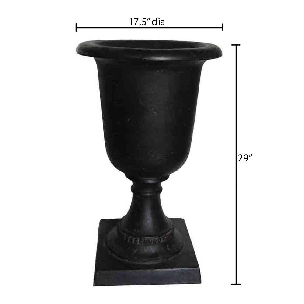 17-1/2 in. x 29 in. Cast Stone Fiberglass Italian Urn in Aged Charcoal - Hercitys