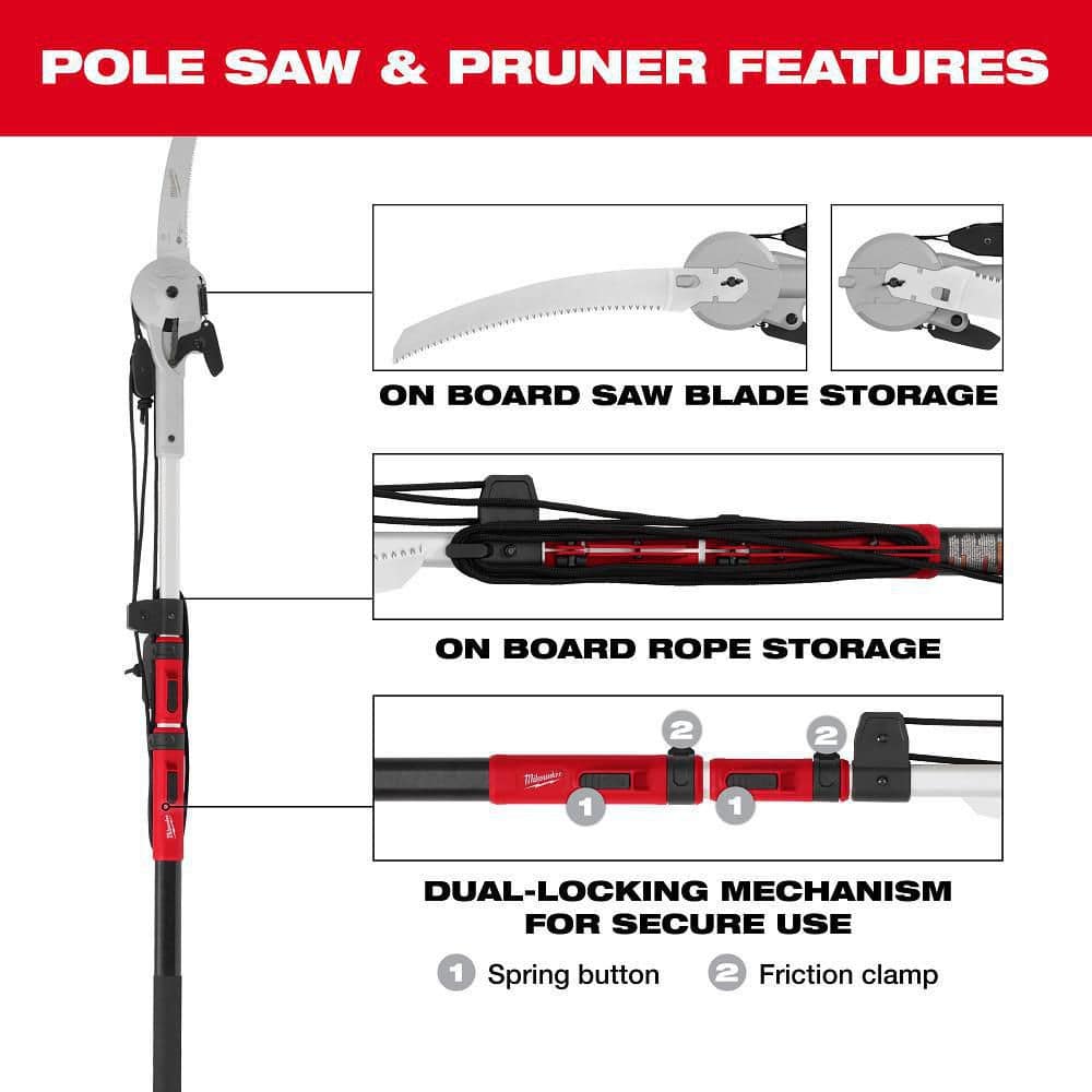 1-1/4 in. Cut Capacity, Fiberglass/Telescoping Pole 16 ft. Tree Pruner with 13 in. High Carbon Steel Blade - Hercitys