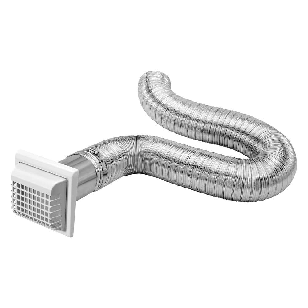 4 in. x 8 ft. Premium Flexible Semi-Rigid Duct Louvered Vent Kit - Hercitys