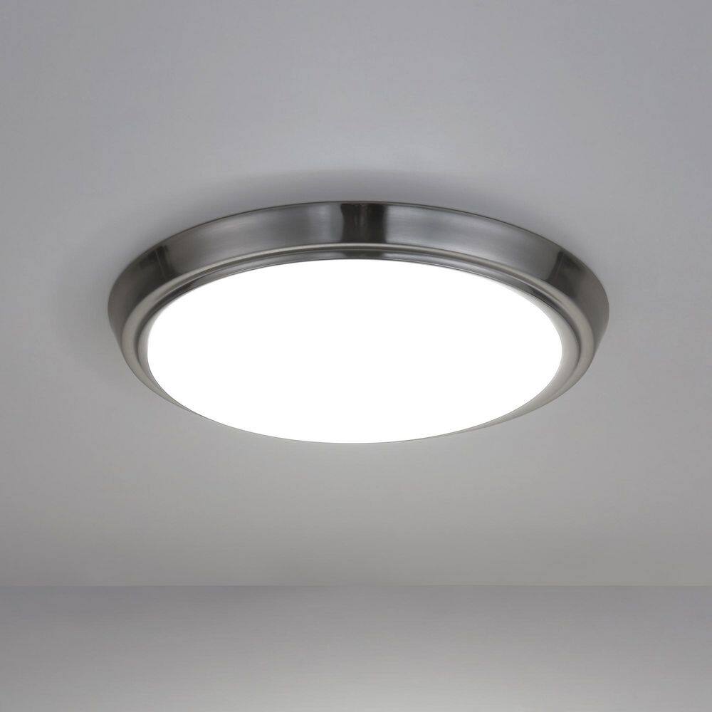12.99 in. 1-Light Brushed Nickel Dimmable Selectable LED Ceiling Flush Mount (1-Pack) - Hercitys