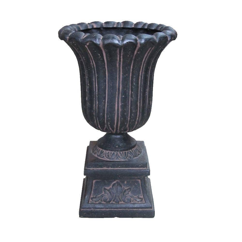 16.25 in. x 26.5 in. Cast Stone Entrance Urn in Aged Charcoal - Hercitys
