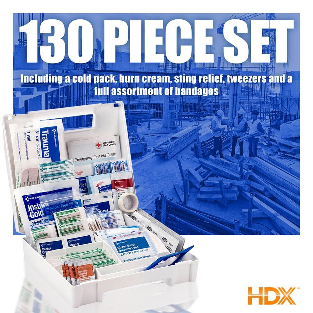 130-Piece Plastic OSHA First Aid Kit - Hercitys