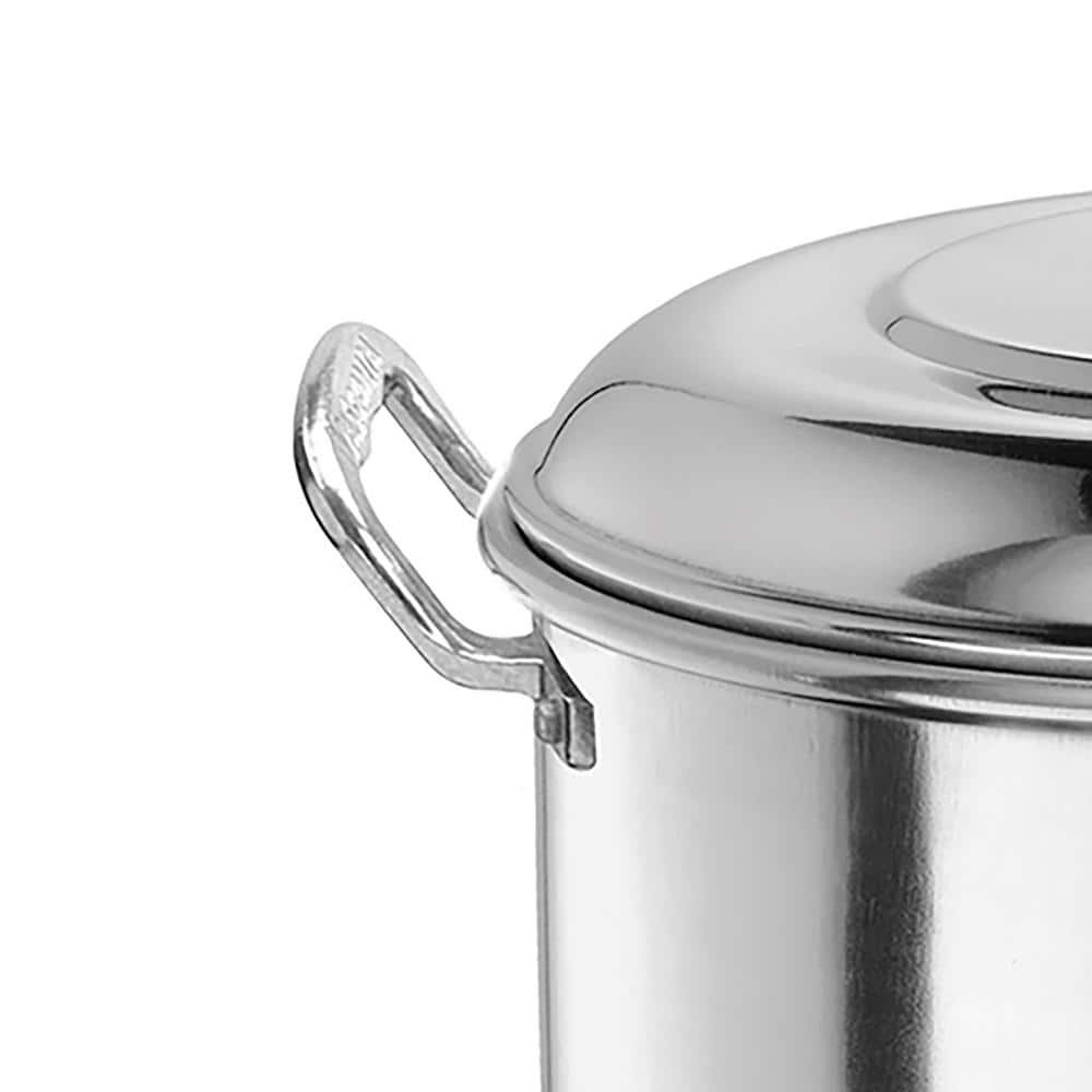 32 Qt. Aluminum Steamer Stock Pot in Silver with Aluminum Lid - Hercitys