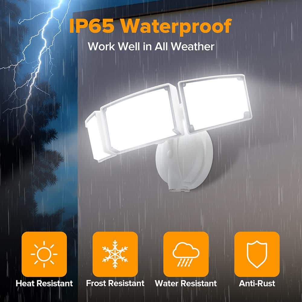 425-Watts equivalent 8000-lumens 320° White Motion Sensing Integrated LED Flood Light - Hercitys