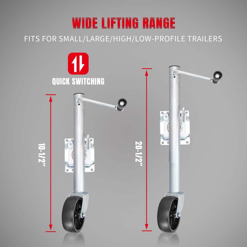 1,000 lbs. Side-Wind Bolt-On Trailer Jack with Wheel - Hercitys
