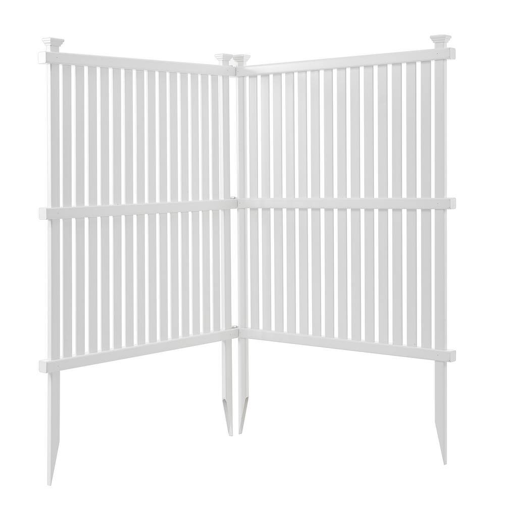 48 in. 2-Pieces White Vinyl Garden Fence Privacy Screen Panels Kit Air Conditioner Trash Can Enclosure - Hercitys