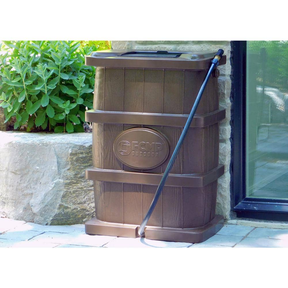 45 Gal. Woodgrain Rain Barrel in Brown - Hercitys