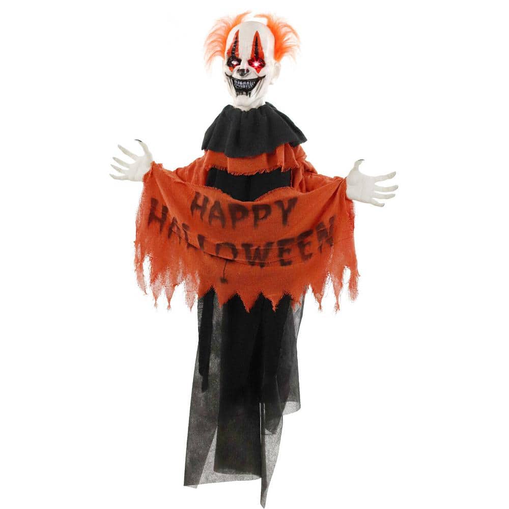 47 in. Clown Animatronic Tree Hugger with Movement, Scary Outdoor Halloween Decoration - Hercitys