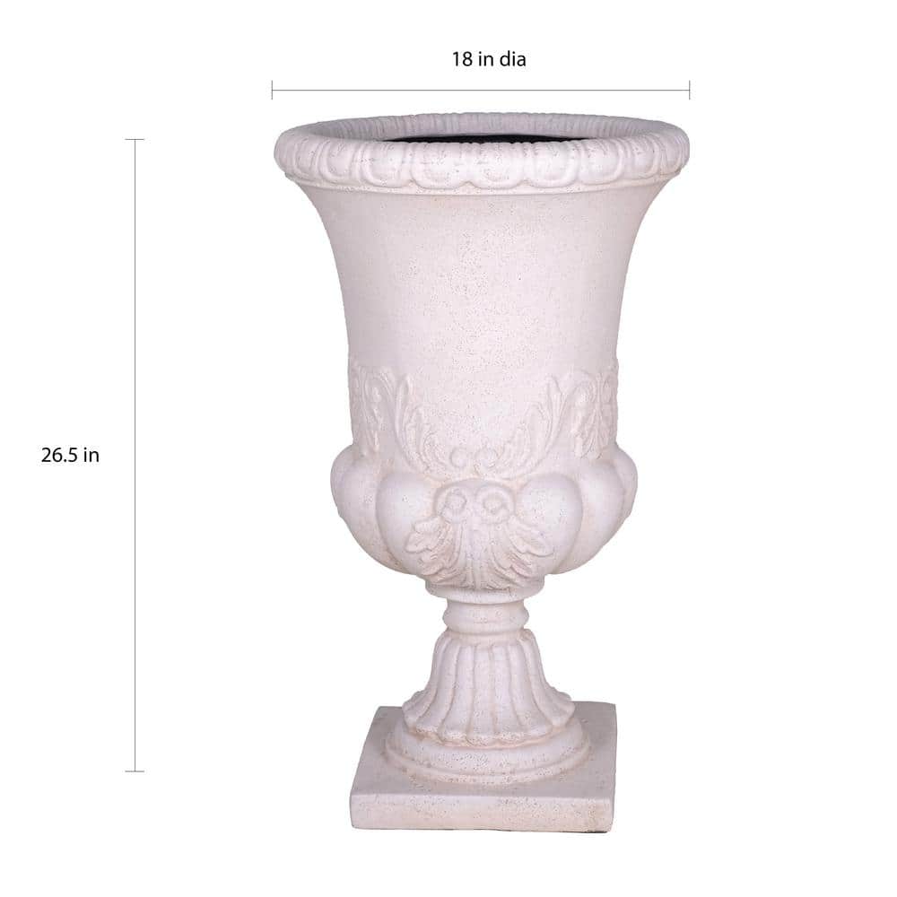 26.5 in. H. Light Aged White Cast Stone Sonnet Entrance Urn - Hercitys