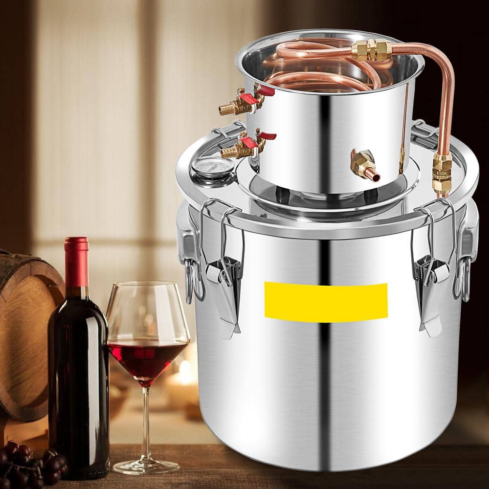13.2Gal./50L Alcohol Still, Copper Tube Alcohol Distiller, Whiskey Making Kit with Built-In Thermometer+Circulating Pump - Hercitys