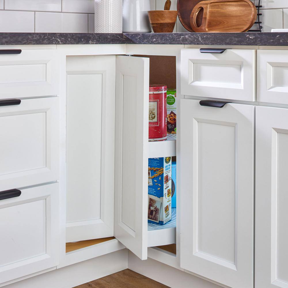 2-Shelf White 28 in. Lazy Susan Pie-Cut Polymer - Hercitys