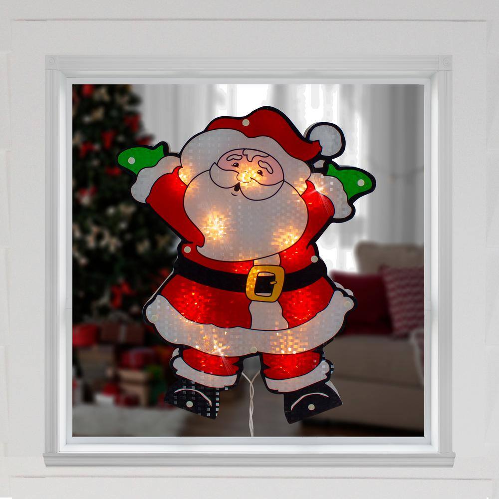 16.25 in. Lighted Holographic Santa Claus Christmas Window Silhouette - Hercitys