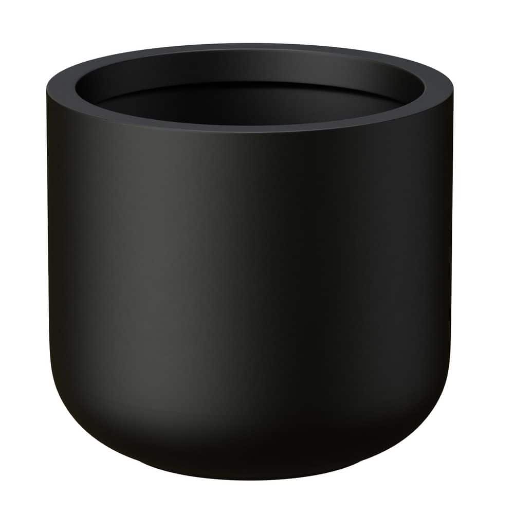 17.5 in. Large Charcoal Black Concrete Round Planter / Pot with Drainage Holes - Hercitys