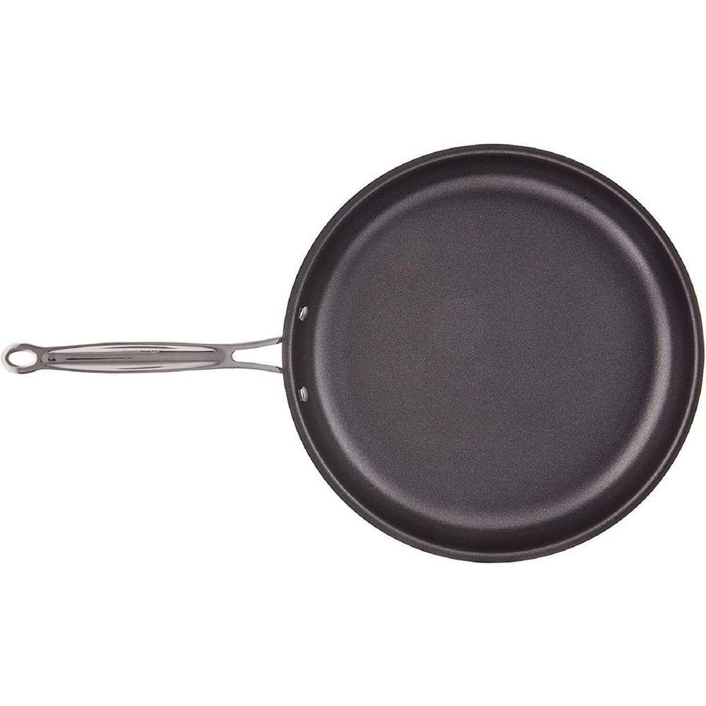 12 in. Hard anodized Aluminum Nonstick Easy Clean Skillet with Glass Lid and Stainless Steel Riveted Stay Cool Handle - Hercitys