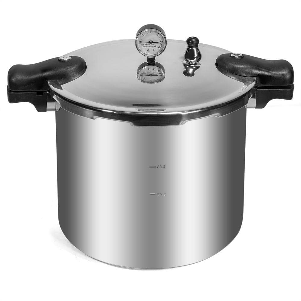 22 qt. Aluminum Stovetop Pressure Cooker With Built-in Pressure Dial Gauge - Hercitys