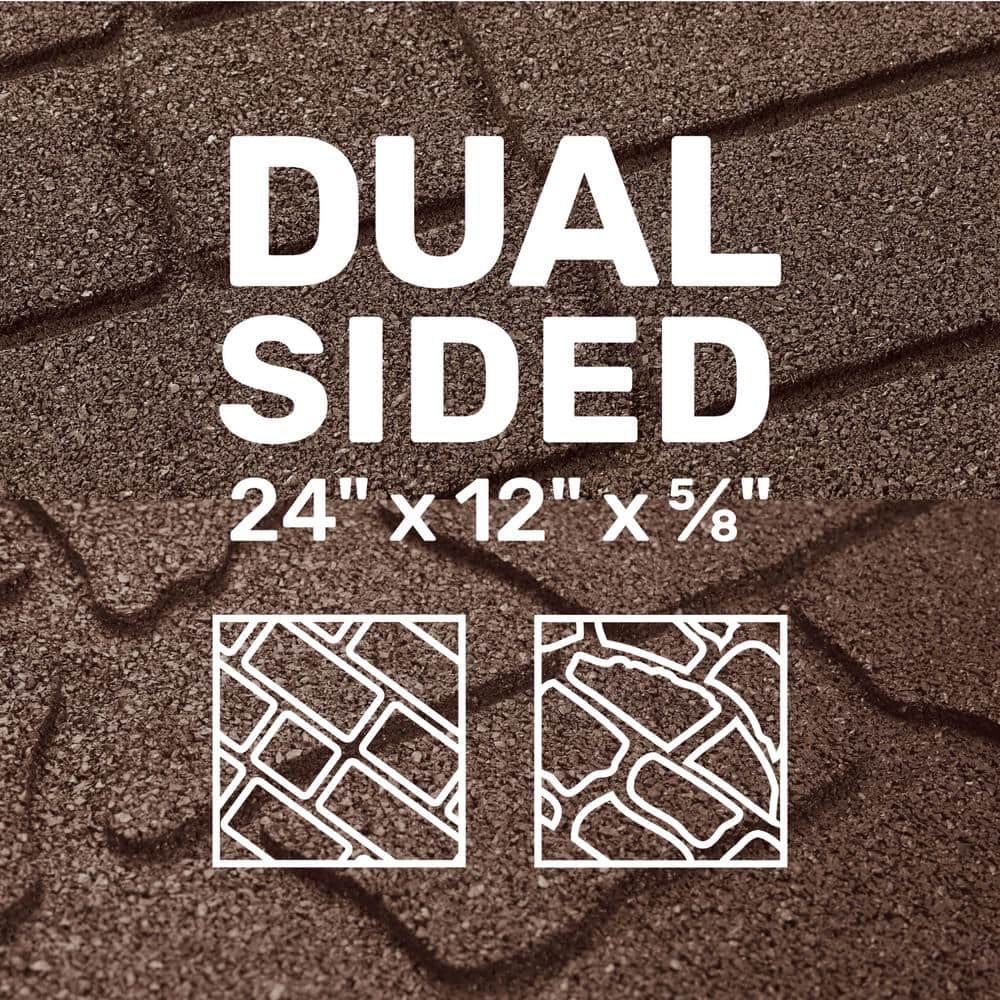 24 in. x 12 in. x 5/8 in. Brown Interlocking Dual-Sided Rubber Paver (9-Pack) - Hercitys