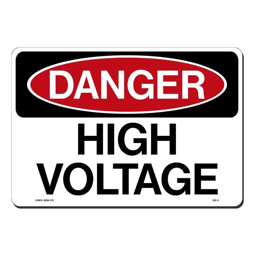 14 in. x 10 in. Danger High Voltage Sign Printed on More Durable, Thicker, Longer Lasting Styrene Plastic - Hercitys
