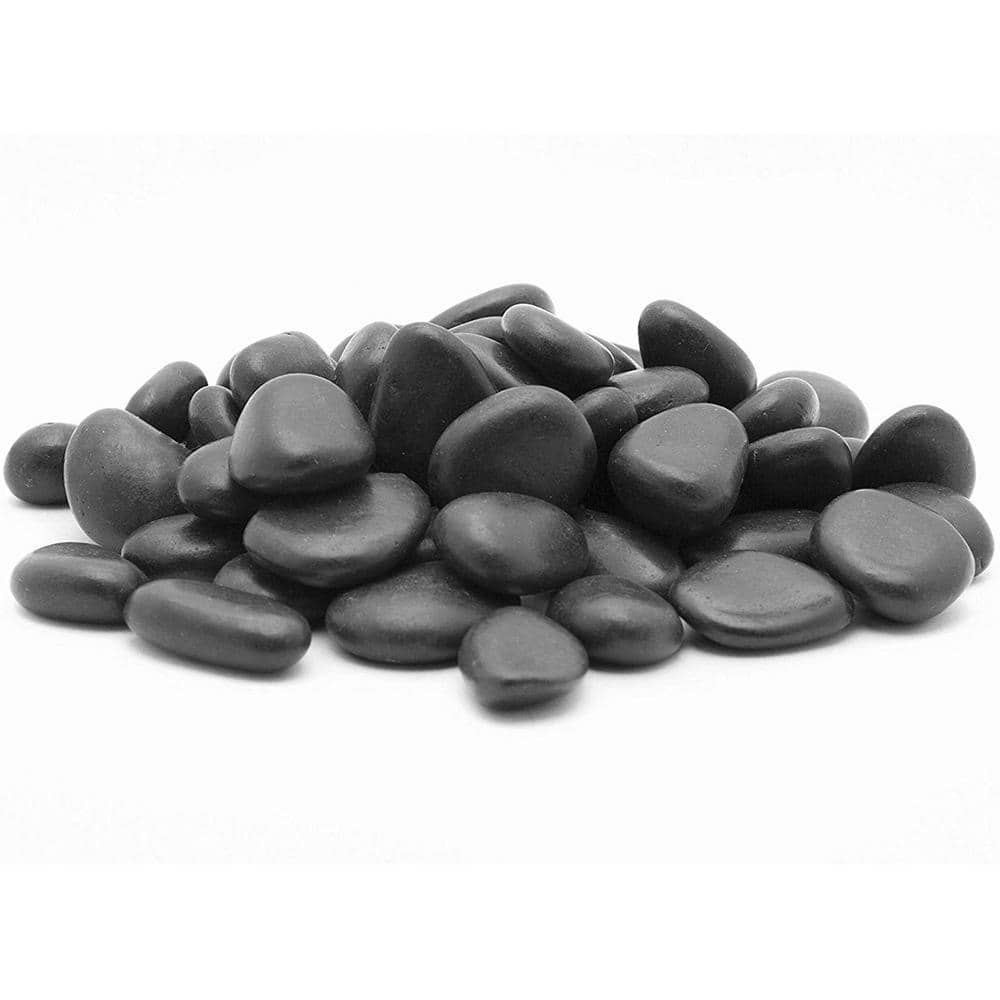 0.40 cu. ft. 2 in. to 3 in. 30 lbs. Large Black Grade A Polished Pebbles - Hercitys