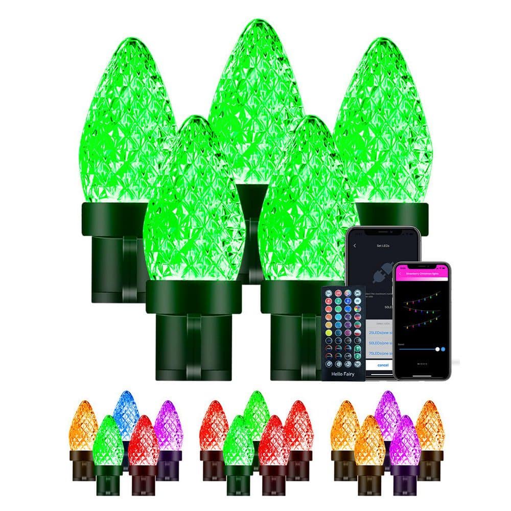33 ft. Smart String Lights Extendable C9 DIY Color Changing APP Remote Controlled Music Timer 50 LED - Hercitys