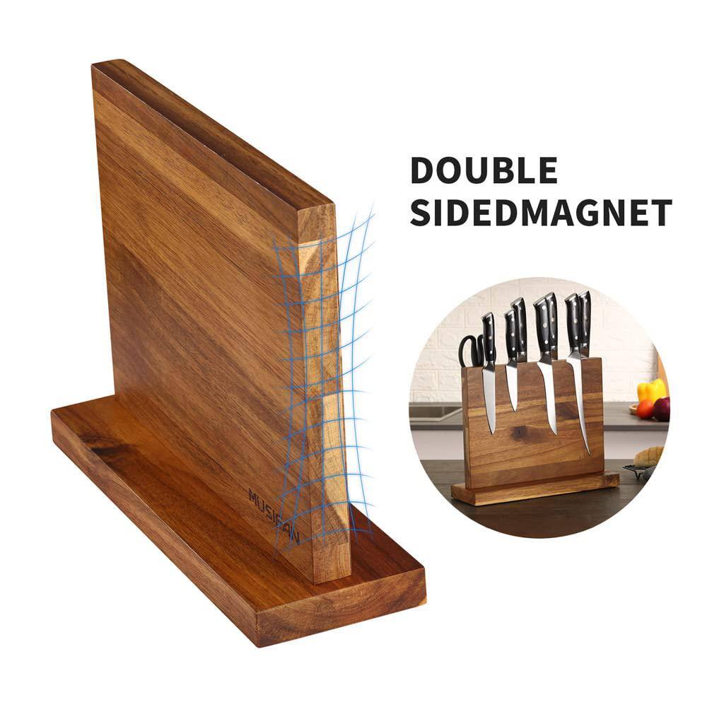 10-Knife Wood Magnetic Knife Block, Magnetic Knife Holder, Magnetic Knife Stand, Cutlery Display Stand and Storage Rack - Hercitys