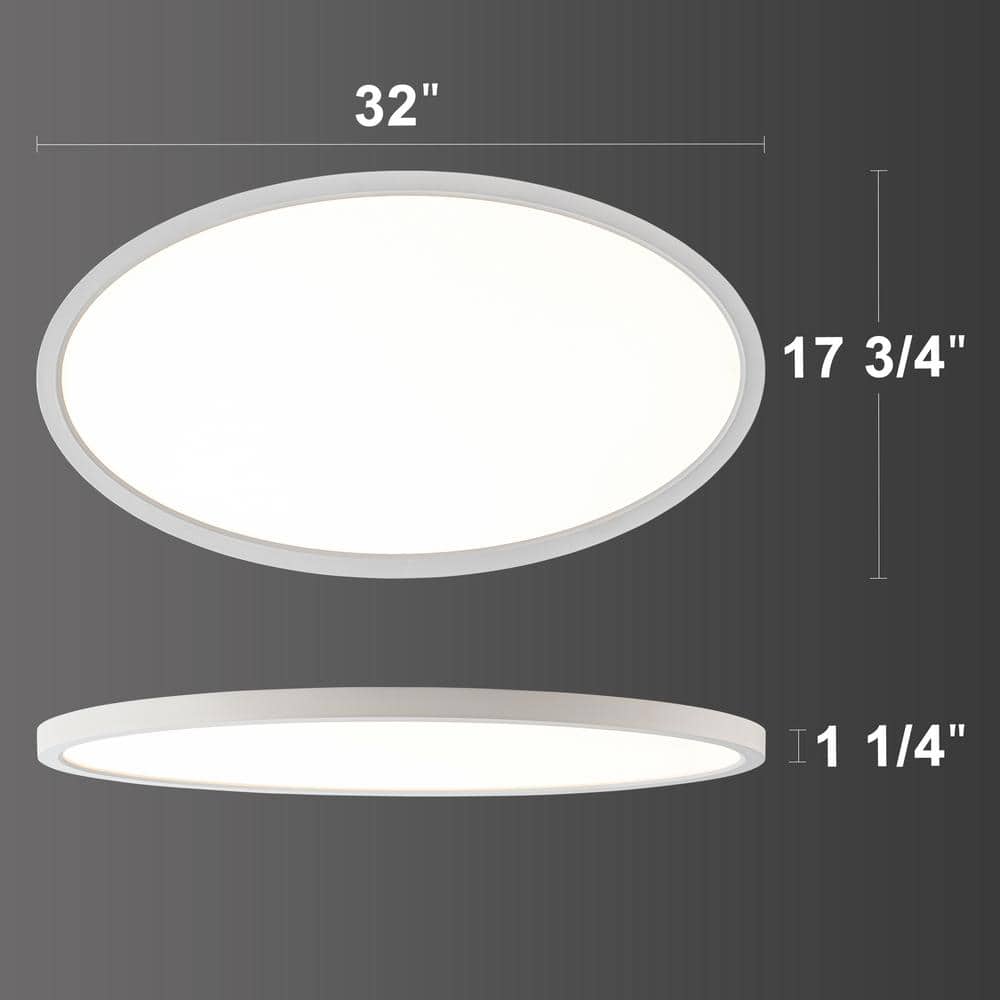 32 in. White Modern Dimmable LED Ceiling Light Flush Mount with Selectable 2700K/3000K/3500K/4000K/5000K(1-Pack) - Hercitys