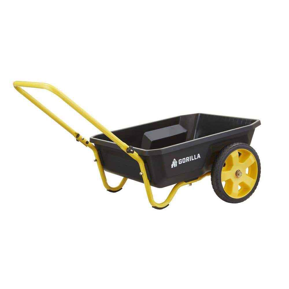 4 cu. ft. Poly Utility Garden Cart, 300 lbs. Capacity, 12 in. No-Flat Tires, Extra-Wide Foldable Handle - Hercitys