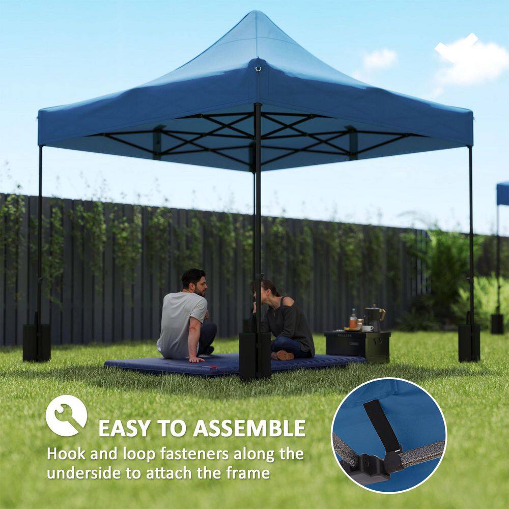 10 x 10 ft. Canopy Replacement Cover with 4-Weight Bags 8-Drainage Holes, UPF50+ Canopy Replacement Top, Navy Blue - Hercitys
